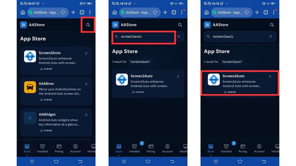 Searching for Screen2Auto in AAStore